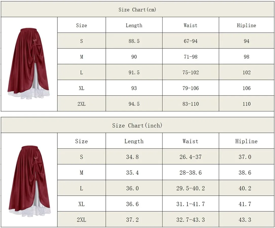 Victorian Renaissance Style Skirt Women's Long Skirt Double Layered Maxi Long Skirt