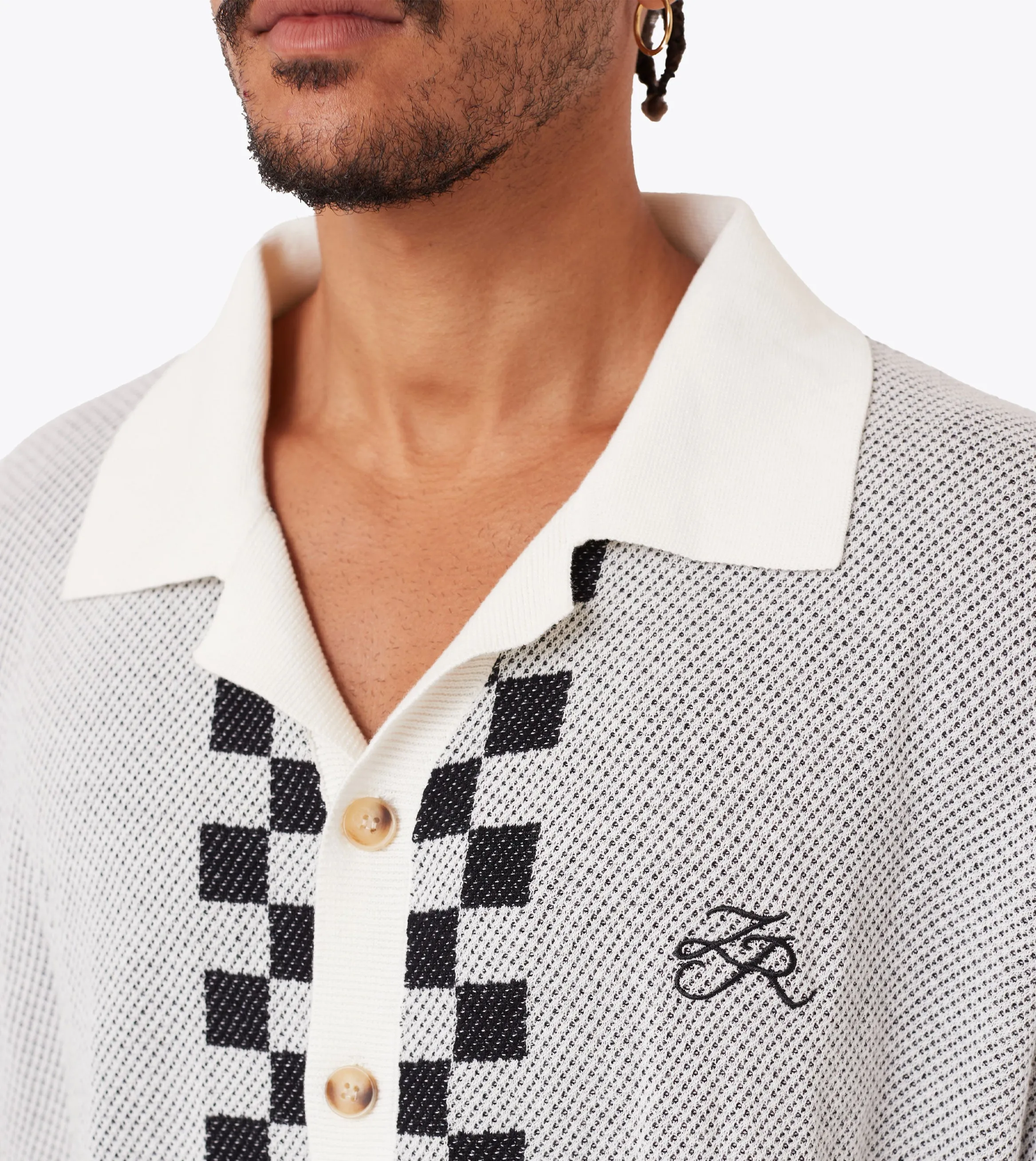 Victory Lap Knit Shirt Vintage White/Black