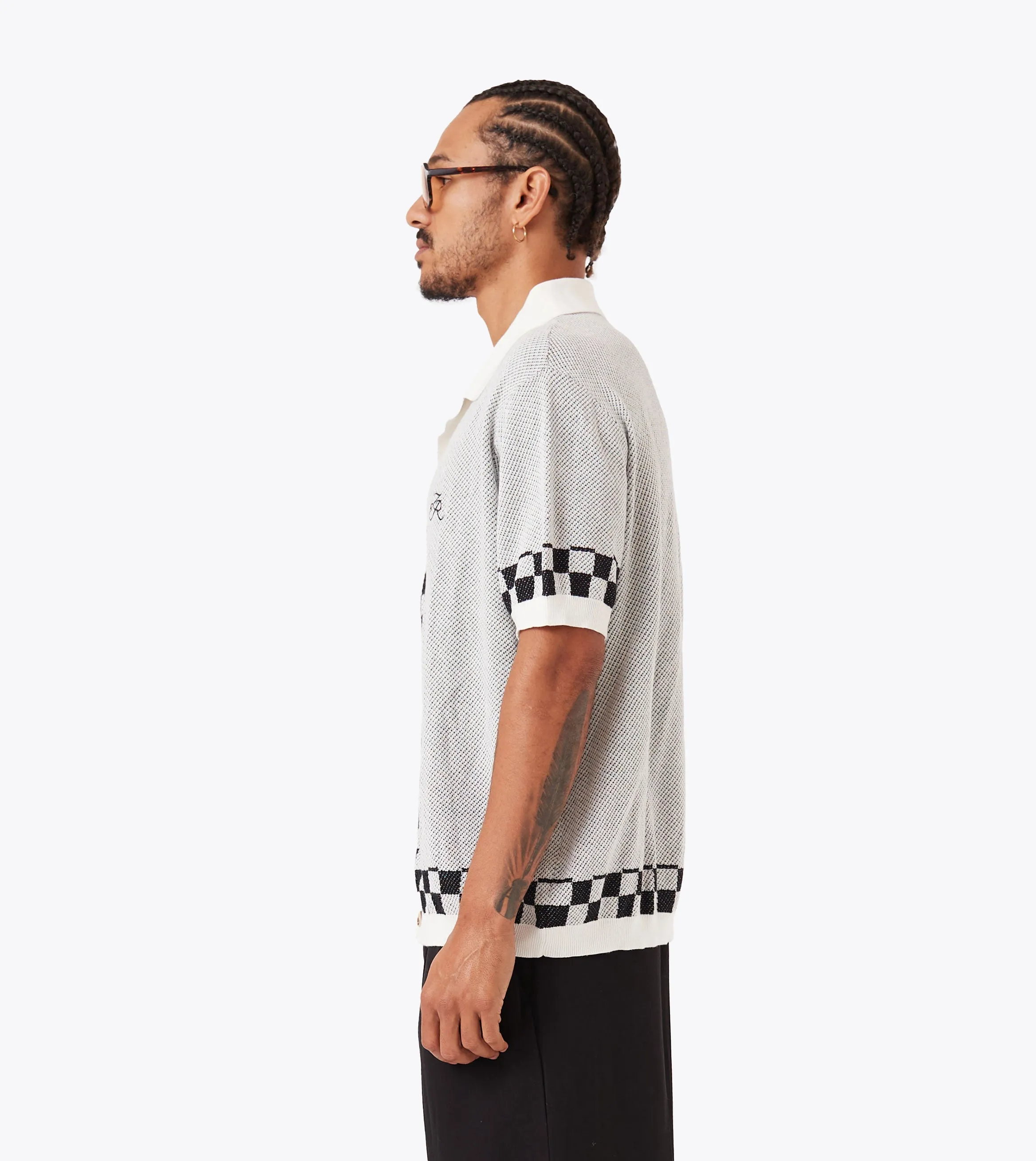 Victory Lap Knit Shirt Vintage White/Black