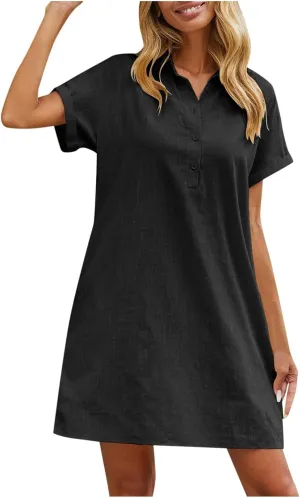 Wedding Guest Dresses for Women Button V Neck Lantern Sleeve Skull Graphic Loose Fit Swing High Waist A-line Shapewear Dress