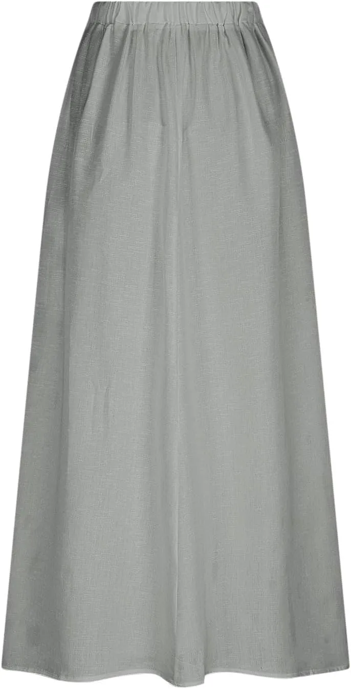 Women Casual Skirts with Pockets Plus Size Maxi Skirts High Waist Pleated Skirt Long A-Line Skirts Flowy Travel Skirt