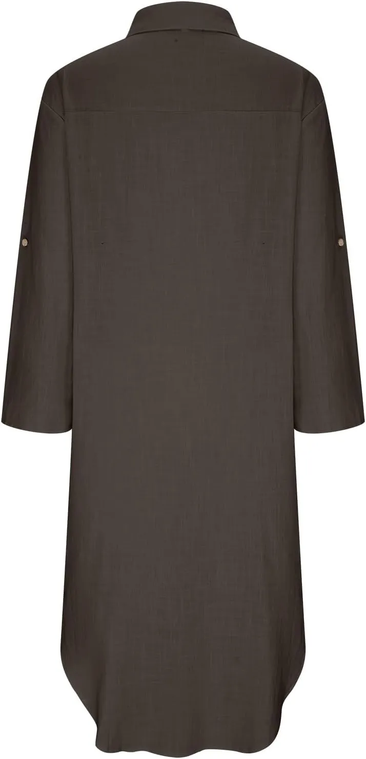 Women Lightweight Shirt Dresses Button Down Split Cover Up Dress Summer Beach Cotton Linen Sundress 2025 Trendy