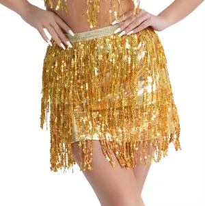 Women Sexy Tassel Skirt Sequins Belly Dance Hip Skirt Sparkle Fringe Rave Skirt Cowgirl Outfit for Women and Girls