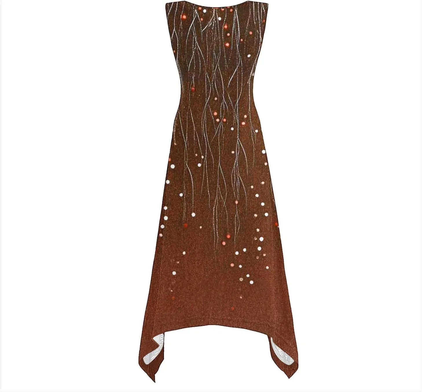 Women Summer Long Midi Dress Casual Sleeveless Sun Dresses Trendy Floral Print Boho Beach Sundress with Pockets