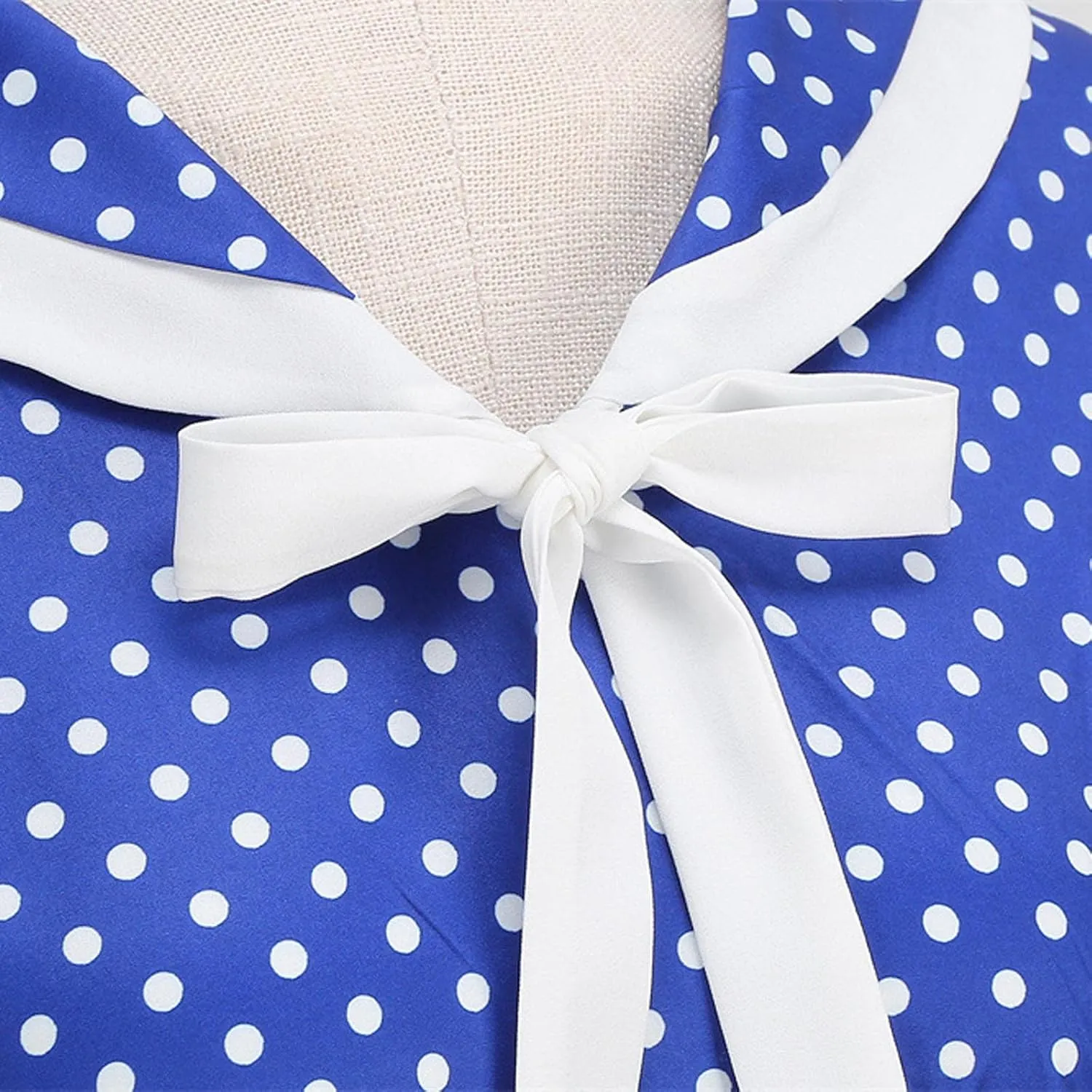 Women's 1950s Vintage Audrey Hepburn Style Cocktail Party Swing Dresses Lapel Short Sleeve Polka Dot Midi Tea Dress