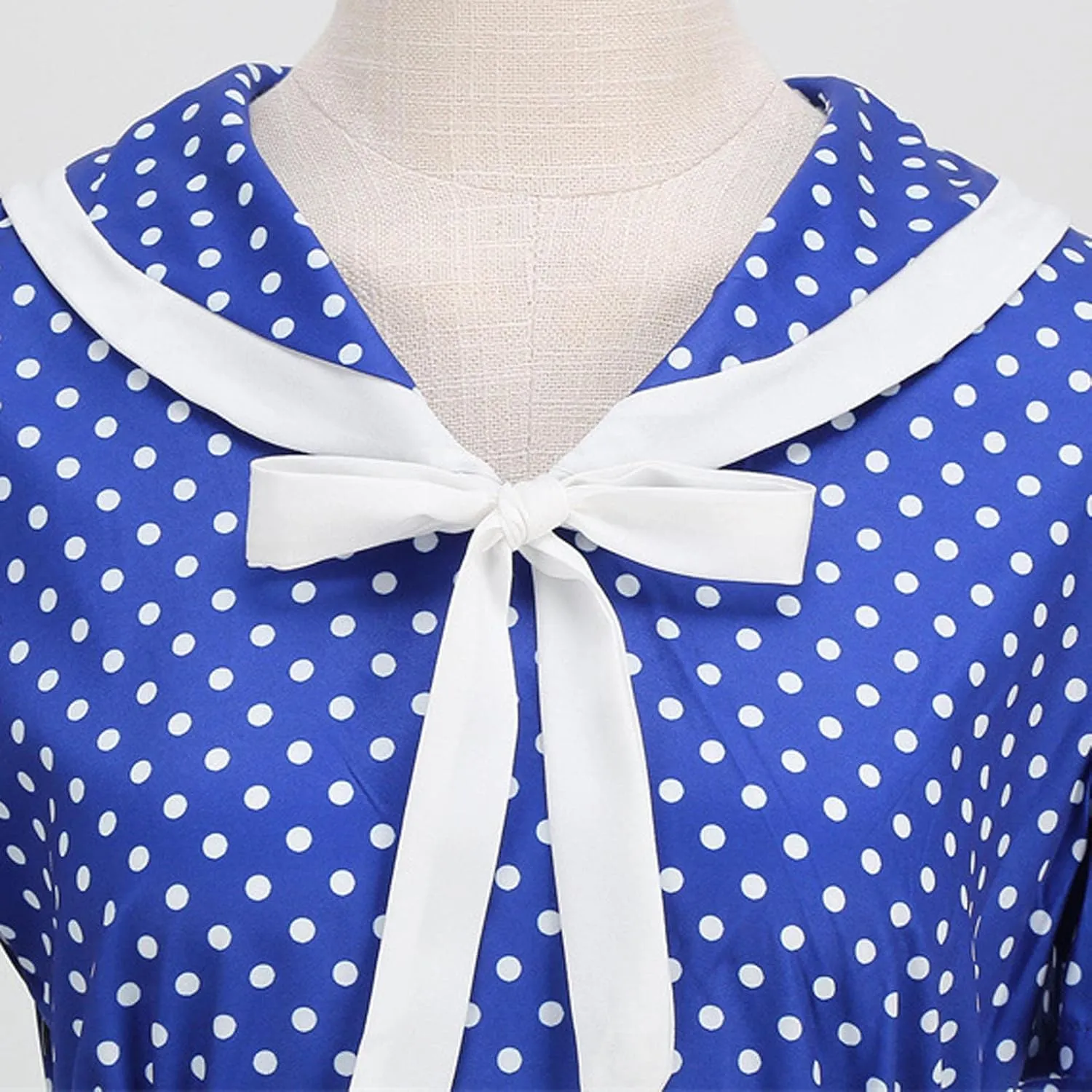 Women's 1950s Vintage Audrey Hepburn Style Cocktail Party Swing Dresses Lapel Short Sleeve Polka Dot Midi Tea Dress