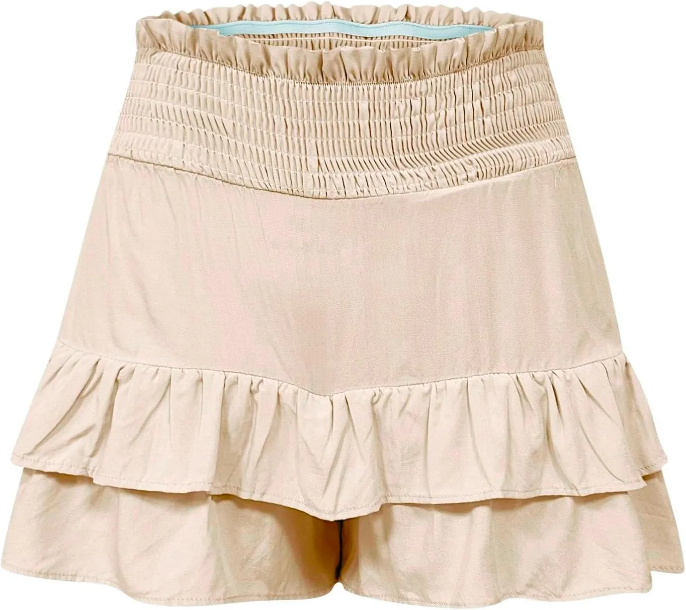 Women's 2025 Bohemian Stretch Waist Solid Pleated Flared Ruffle Mini Skater Skirt, S-2XL