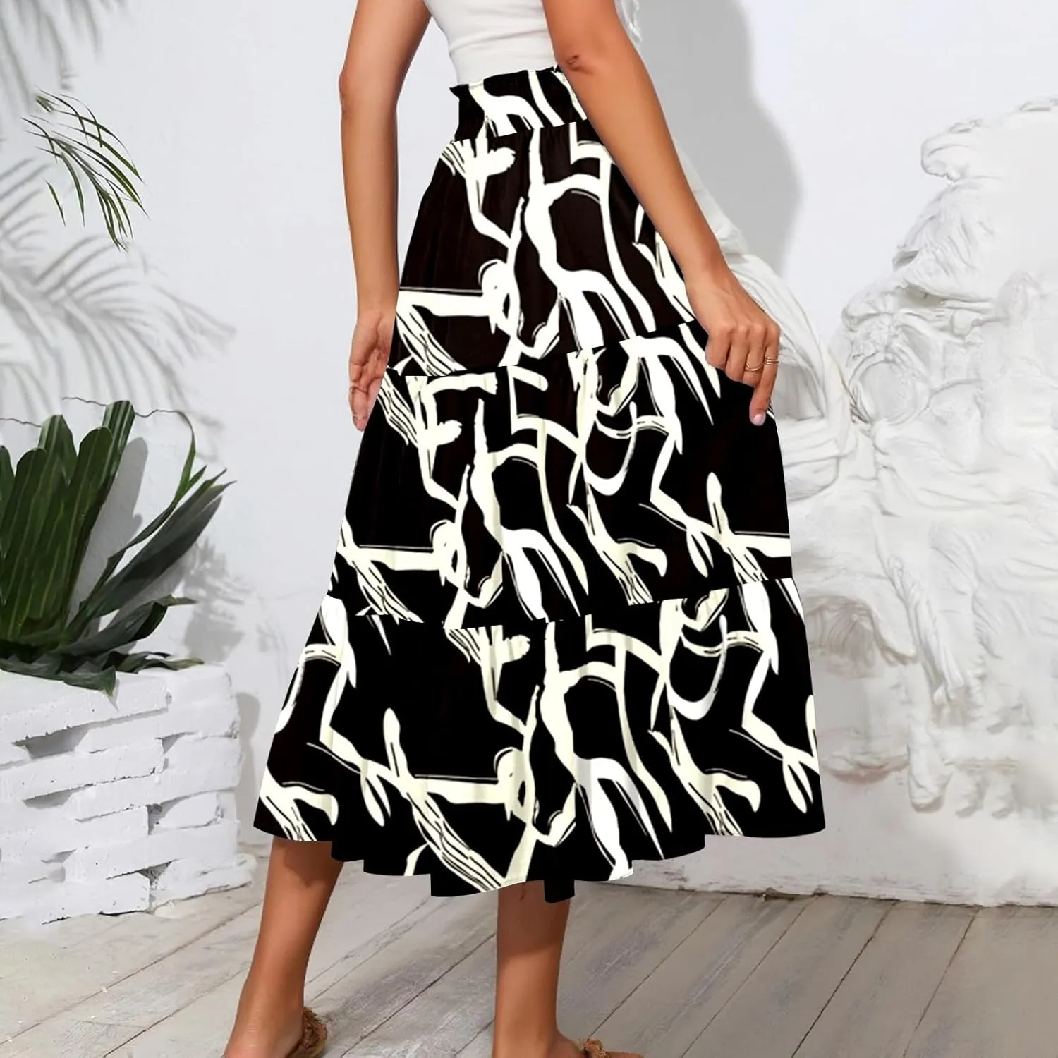 Women's 2025 Spring Summer High Waist Boho Floral Casual Flowy A Line Beach Long Skirts, S-2XL