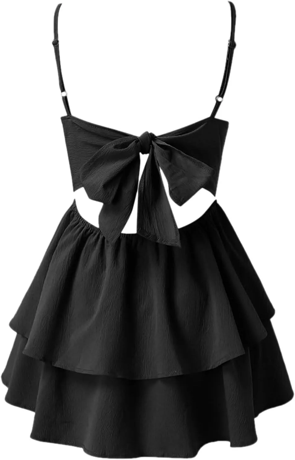 Women's Backless Bow Tie Short Dress 2025 Summer Models Sexy Halter Homecoming Dresses Ruffle Hem Daily Mini Dress