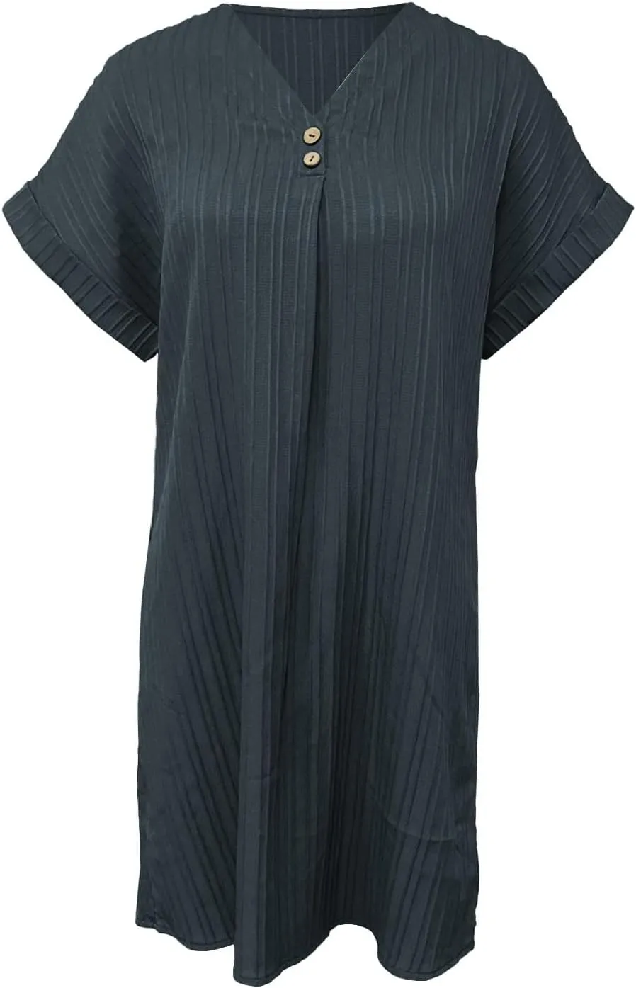 Womens Button Down Shirt Dresses Summer Cotton Linen Dress V-Neck Mini Dress Casual Short Sleeve Loose Tunic Dresses