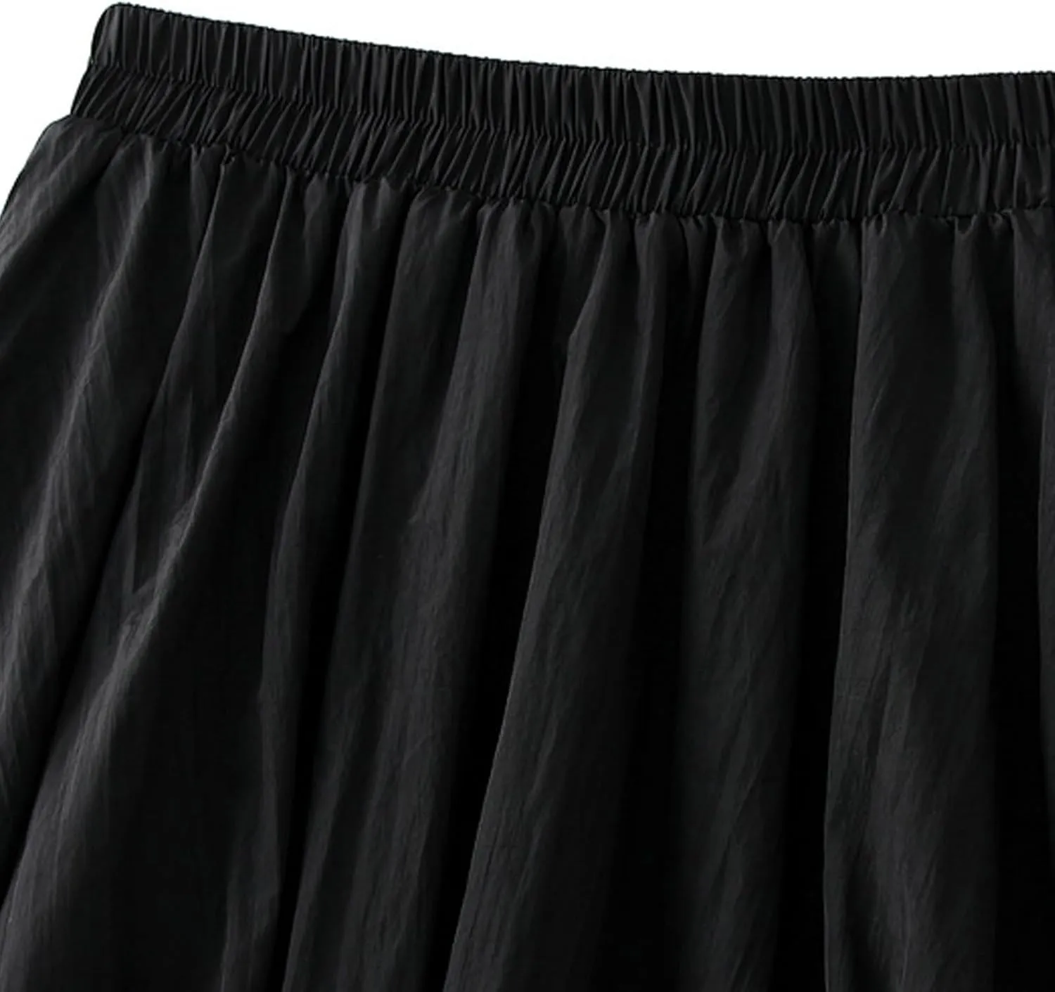Womens Casual Boho Skirts Solid Lantern Skirt Trendy Pleated Elastic Waist Flower Bud A-line Skirt Beach Half Dress
