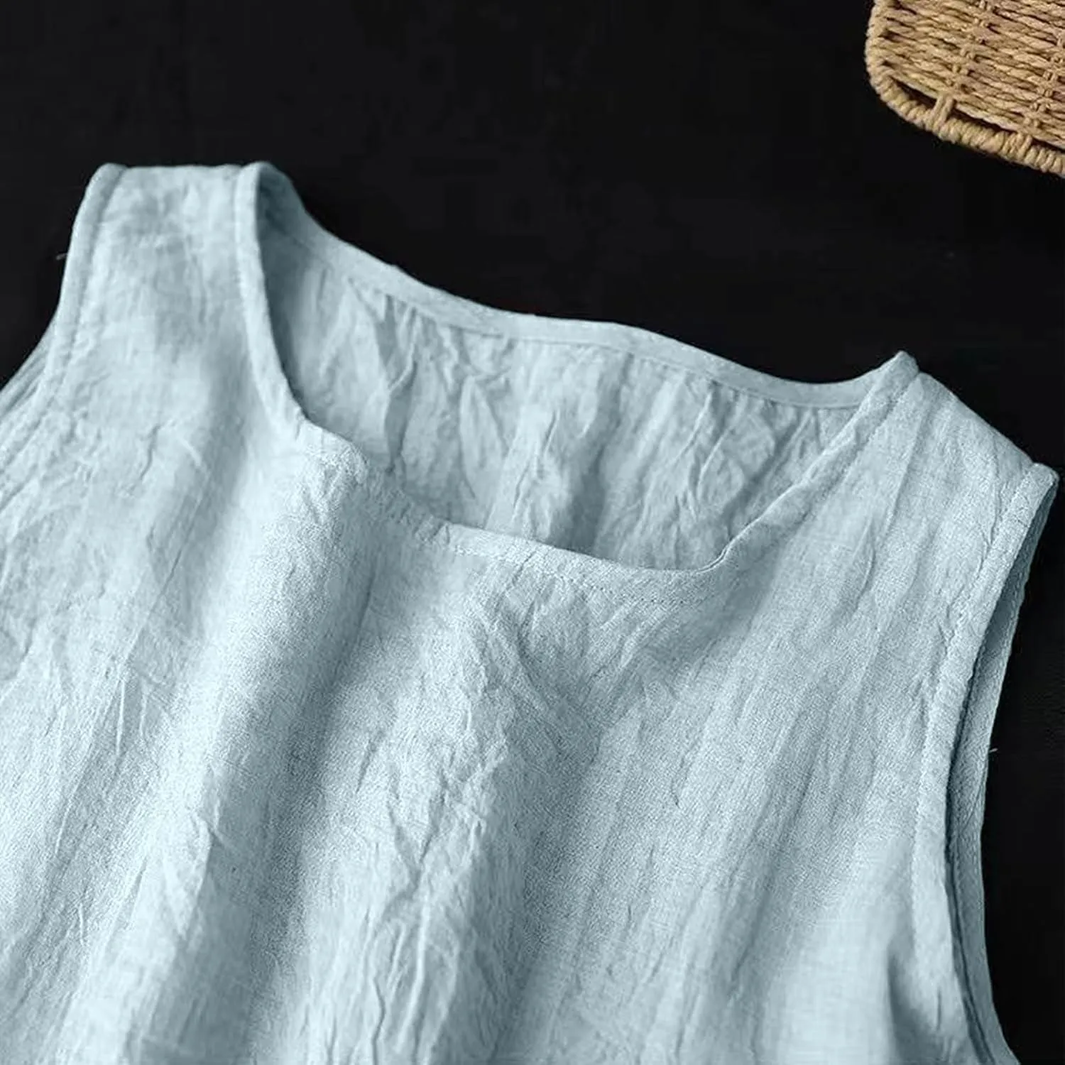 Womens Casual Cotton Linen Sleeveless Midi Dress Plus Size Loose Fit Flowy Tank Tops Dress Summer Beach Long Dresses