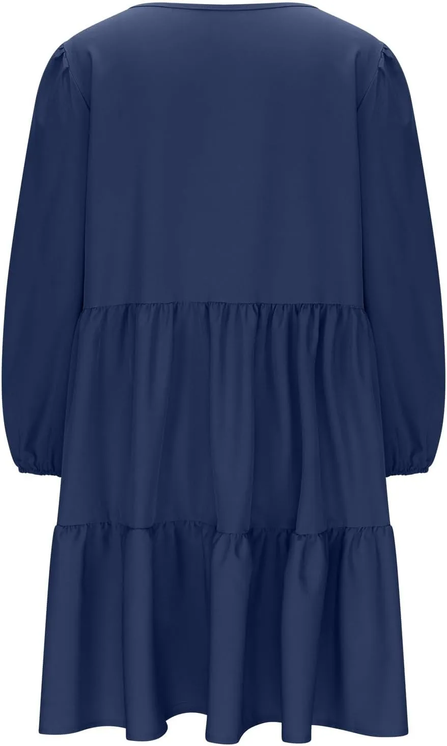Women's Casual Dresses Fall Winter Lantern Long Sleeve High Waisted Ruffle Flowy Tiered Mini Dress Cute Babydoll Dress