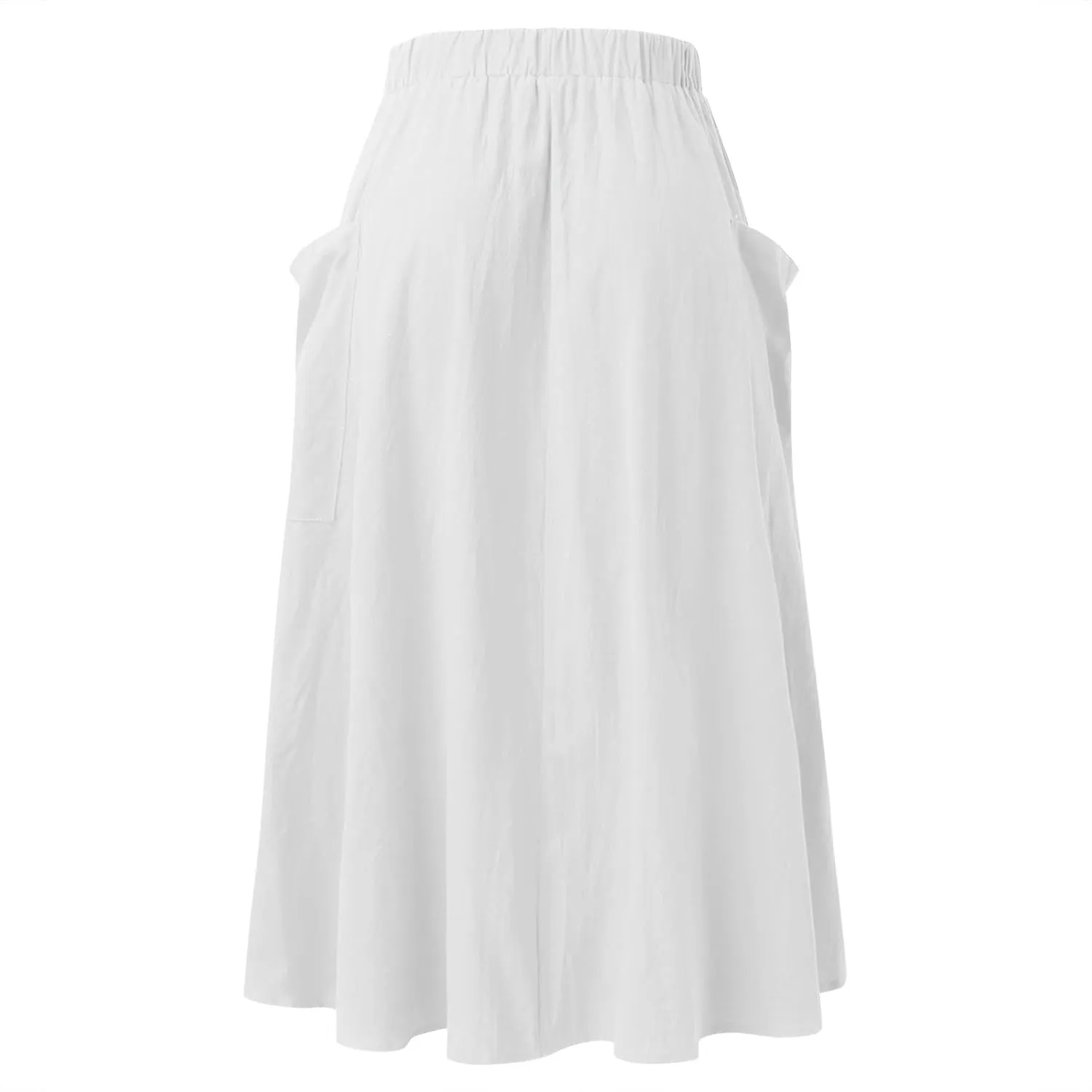 Womens Casual High Waist Pleated A Line Midi Skirt with Pocket Wool Skirt Suits