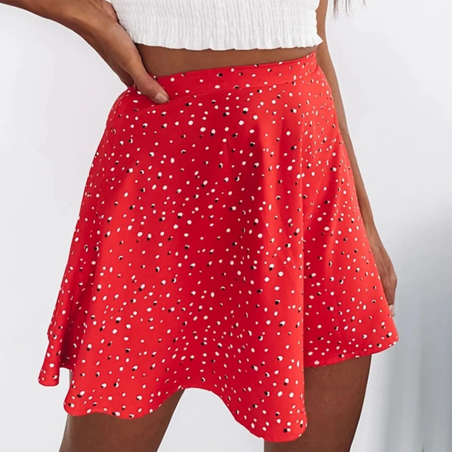 Women's Casual Mini Skirt High Waist Floral Pleated Beach Skorts
