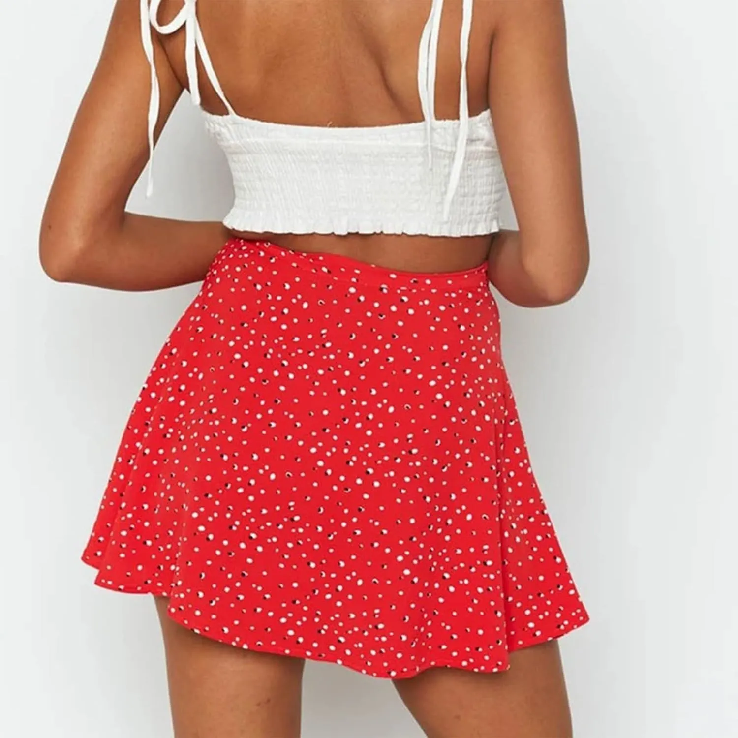 Women's Casual Mini Skirt High Waist Floral Pleated Beach Skorts