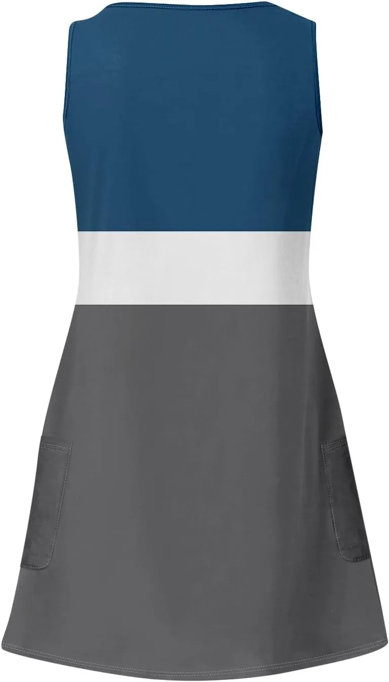 Women's Casual Print Summer Bohemian Beach Dress with Pockets V Neck Tank Dress