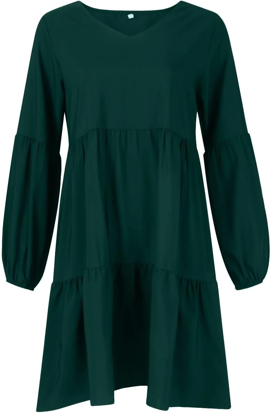 Women's Chiffon Funny Work Dresses for Women 2024 V Neck Summer Dresses Ruffle Pleated Long Sleeve Black Summer Dress