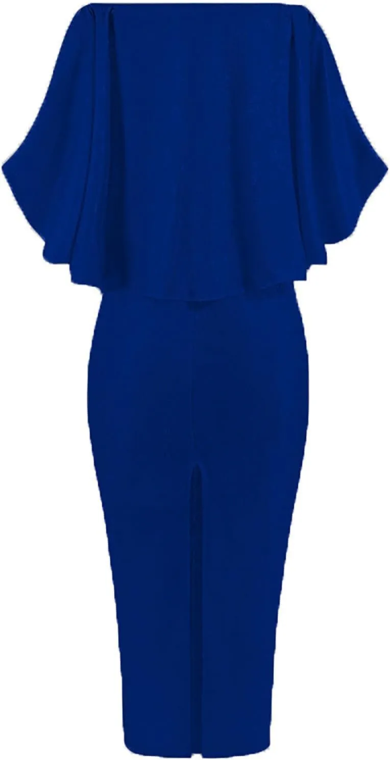 Women's Cocktail Dresses Sexy Solid Color Sequins Split Wrap Dress Party Cocktail Prom Wedding Guest Dress, S-3XL