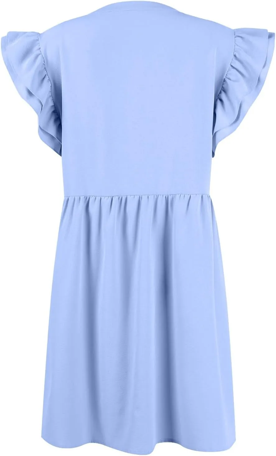 Women's Dresses 2024 Summer Mini Dress Casual Ruffle Sleeveless Button Down V Neck Loose Dress Sundresses