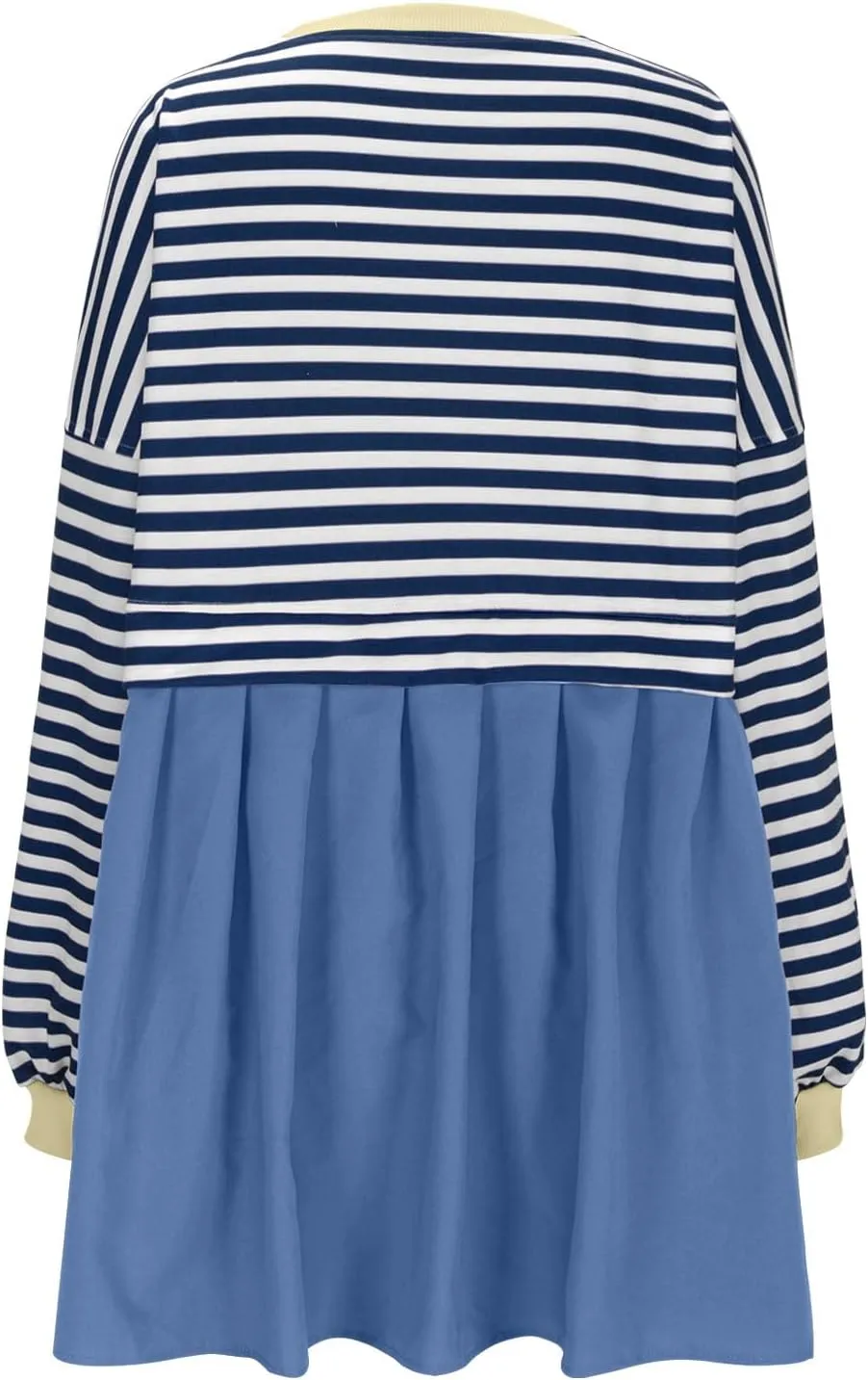 Women's Dresses Casual Oversized Sweatshirts Long Sleeve Crewneck Patchwork Pleated Pullover Mini Dress Fall Dress