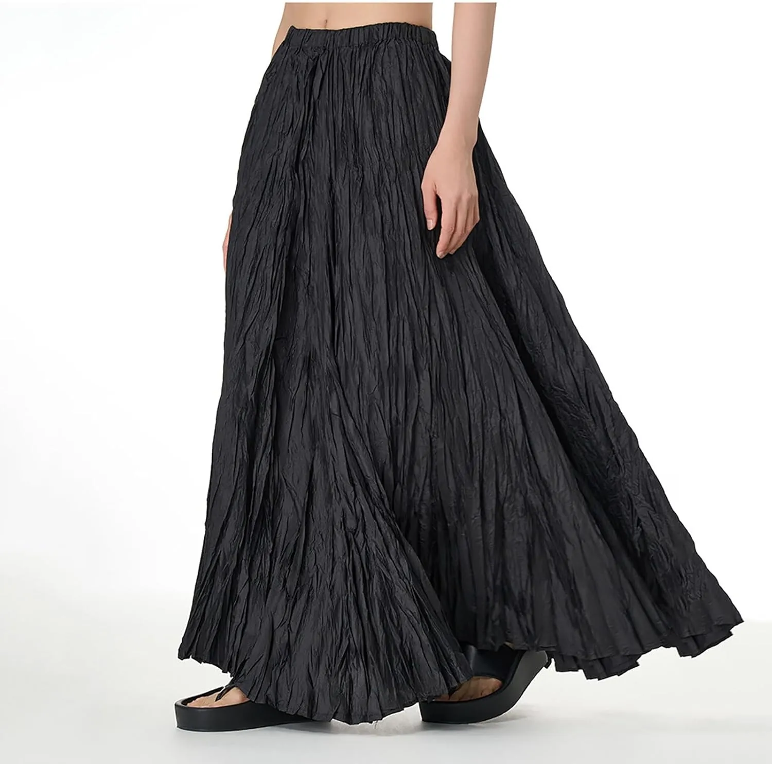 Women's Eleganti Skirts Fluttering Drapey Crinkle Slim Waist Plus Hem Loose Skirt Midi Dress Walking Daily Wear