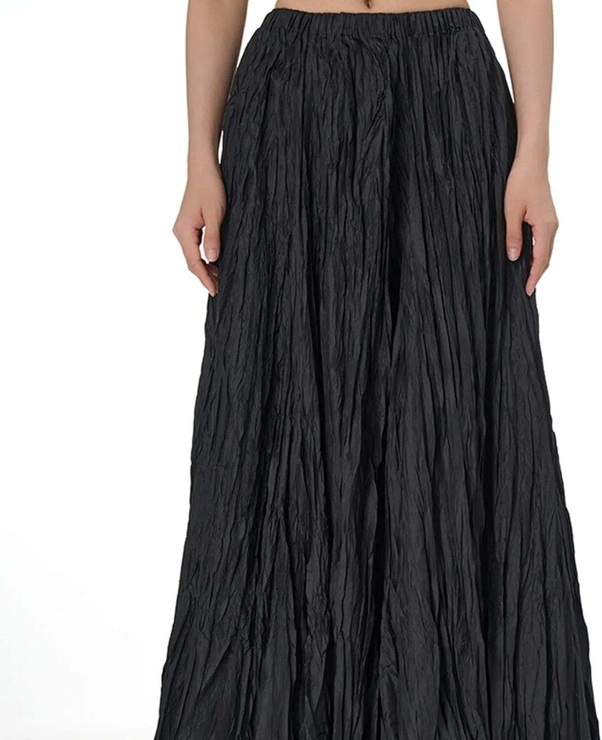 Women's Eleganti Skirts Fluttering Drapey Crinkle Slim Waist Plus Hem Loose Skirt Midi Dress Walking Daily Wear