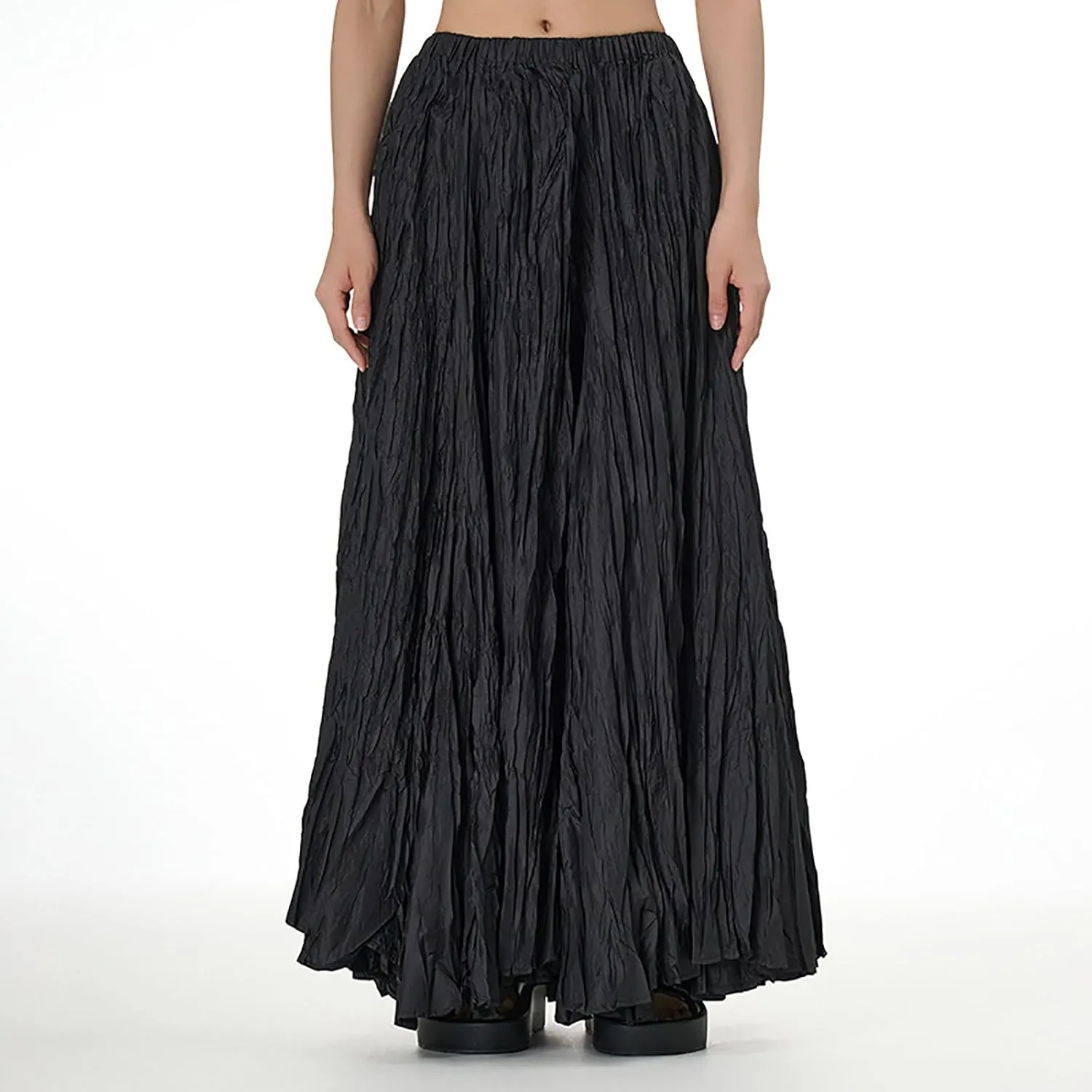 Women's Eleganti Skirts Fluttering Drapey Crinkle Slim Waist Plus Hem Loose Skirt Midi Dress Walking Daily Wear