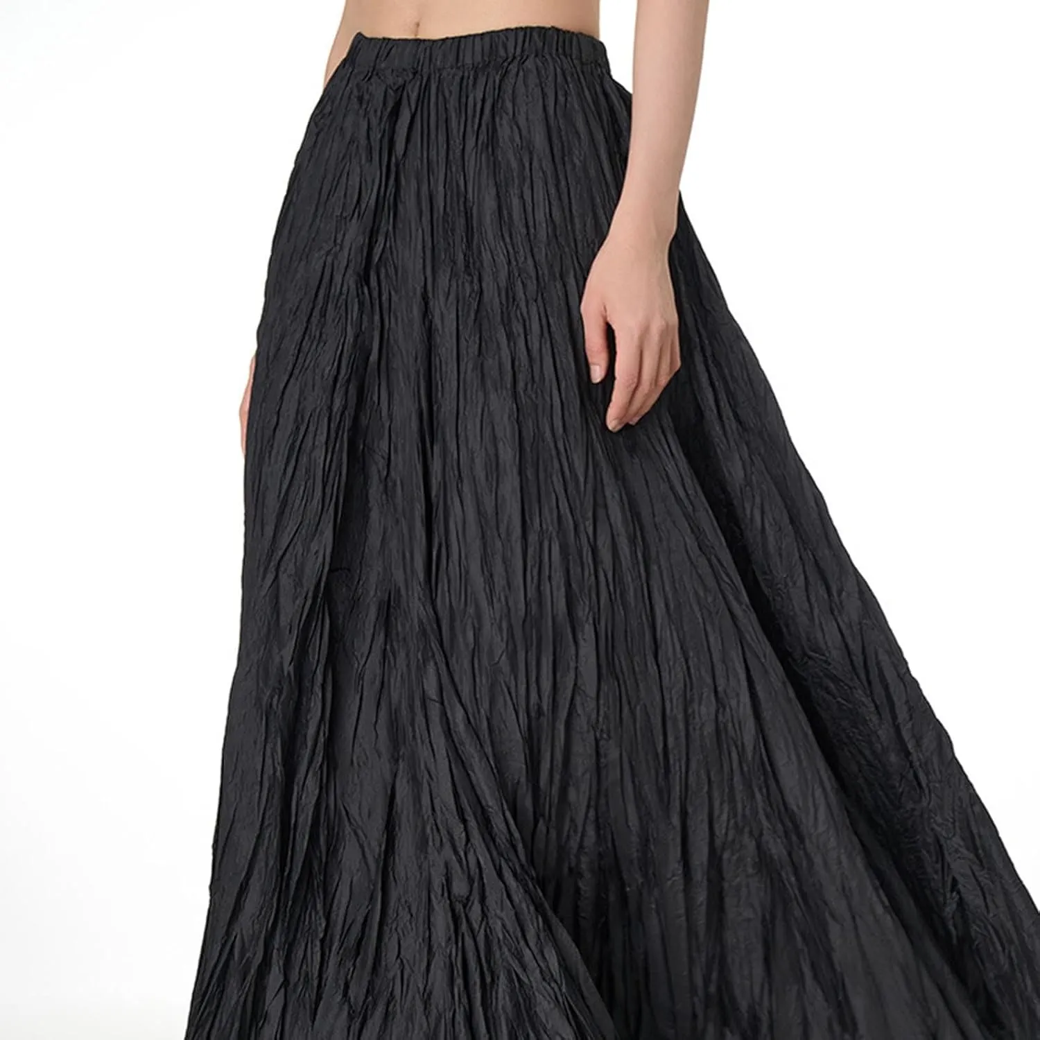 Women's Eleganti Skirts Fluttering Drapey Crinkle Slim Waist Plus Hem Loose Skirt Midi Dress Walking Daily Wear