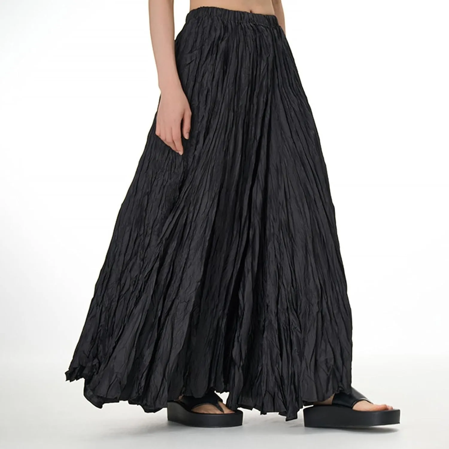 Women's Eleganti Skirts Fluttering Drapey Crinkle Slim Waist Plus Hem Loose Skirt Midi Dress Walking Daily Wear