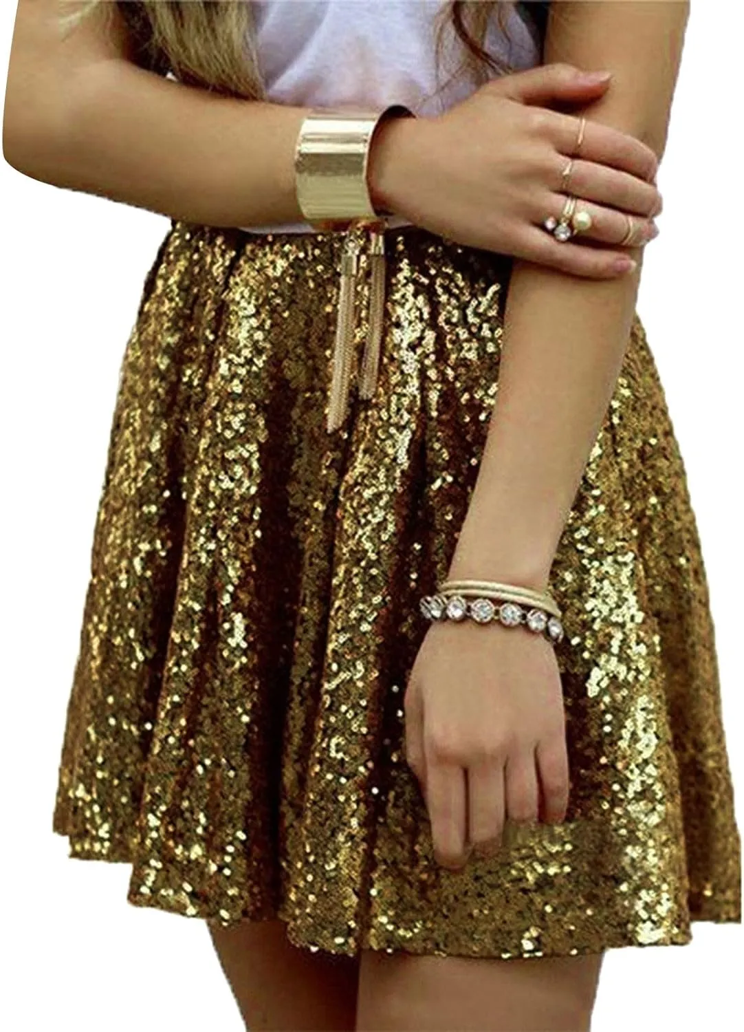 Women's Fashion High Waist Pleated Solid Color Short Skirt Loose Sequin Skirt Skirt for Women Tulle