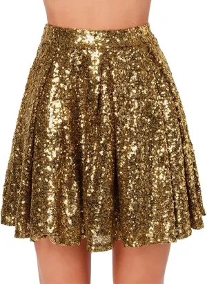 Women's Fashion High Waist Pleated Solid Color Short Skirt Loose Sequin Skirt Skirt for Women Tulle