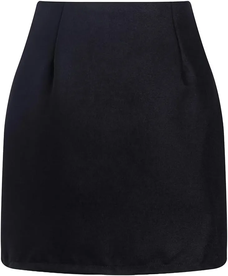Womens High Waist Plaid Skirt Bodycon Pencil Wool Mini Skirts Fall Winter Short Skirt