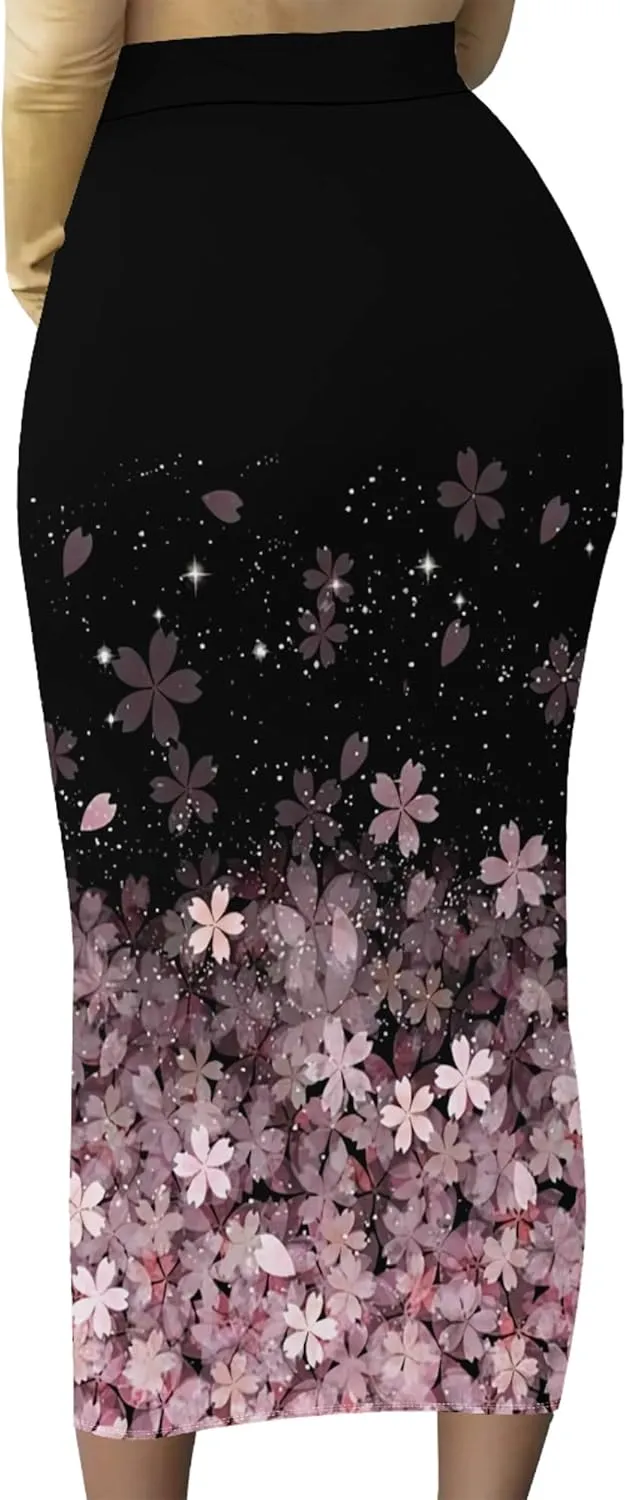 Women's High Waist Stretch Party Club Night Out Maxi Long Pencil Skirts Office Work Below Knee Bodycon for Business Casual