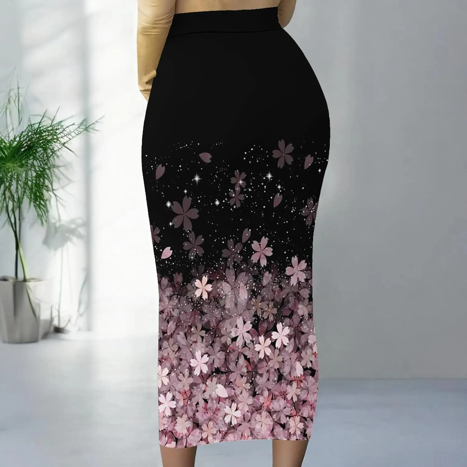 Women's High Waist Stretch Party Club Night Out Maxi Long Pencil Skirts Office Work Below Knee Bodycon for Business Casual