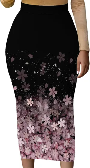 Women's High Waist Stretch Party Club Night Out Maxi Long Pencil Skirts Office Work Below Knee Bodycon for Business Casual