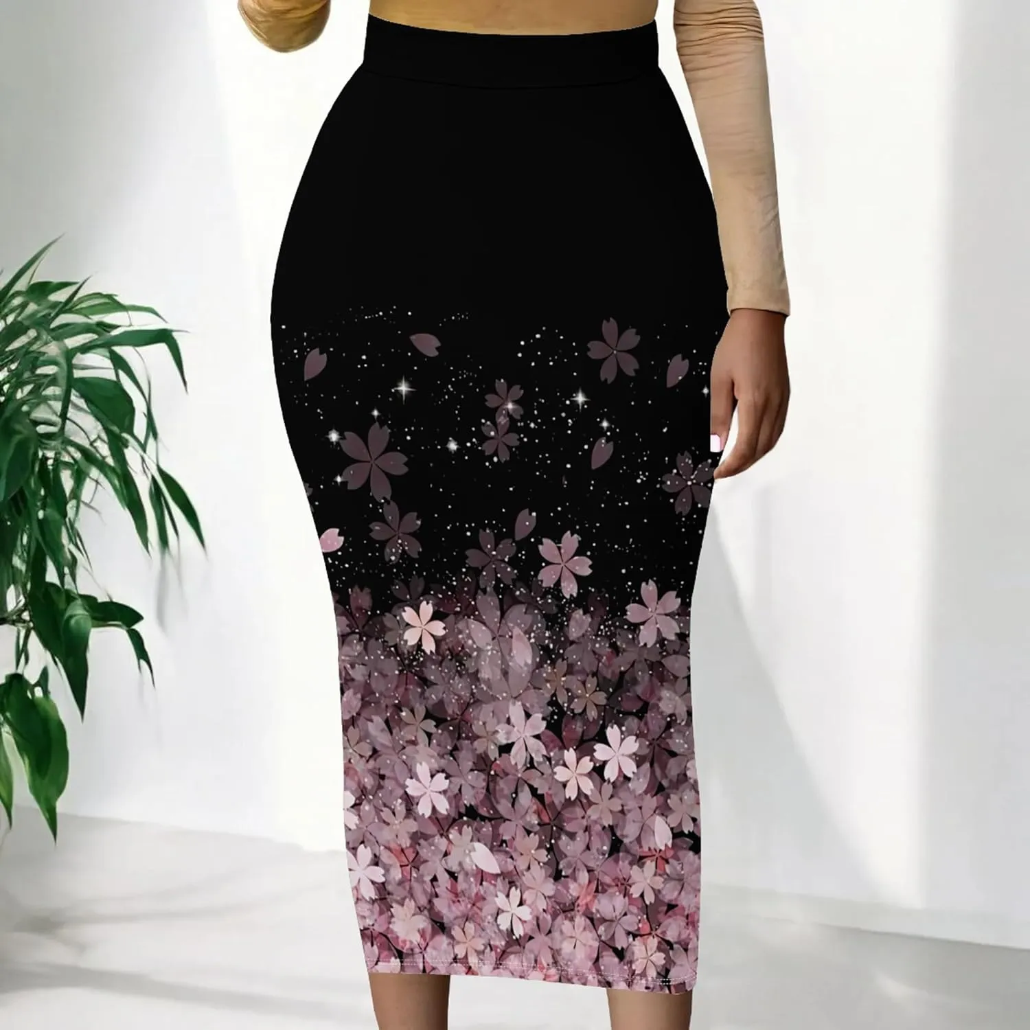 Women's High Waist Stretch Party Club Night Out Maxi Long Pencil Skirts Office Work Below Knee Bodycon for Business Casual
