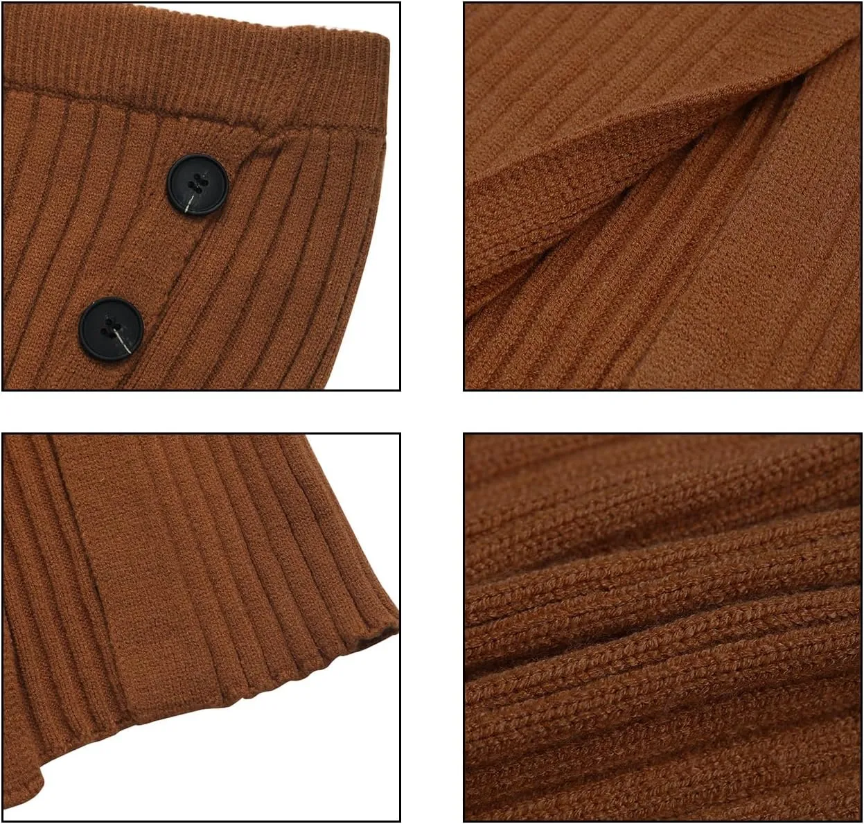 Women's Knit Bodycon Midi Skirt Button Front Split Stretchy High Waisted Elastic Waist Casual Pencil Skirts