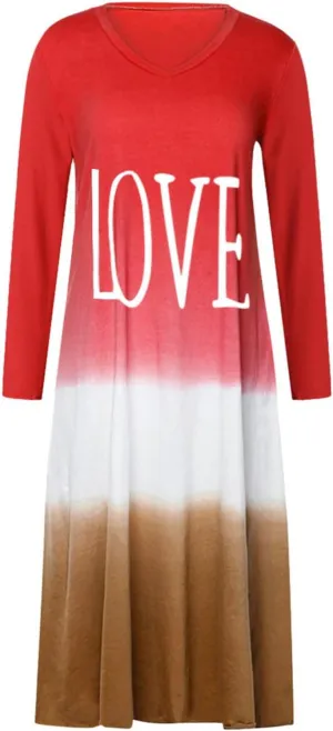 Womens Lounge Dresses 2025 Casual Loose Fit Long Sleeve Crew Neck Midi Dress Trendy Tie-Dye Print Plus Size Dress