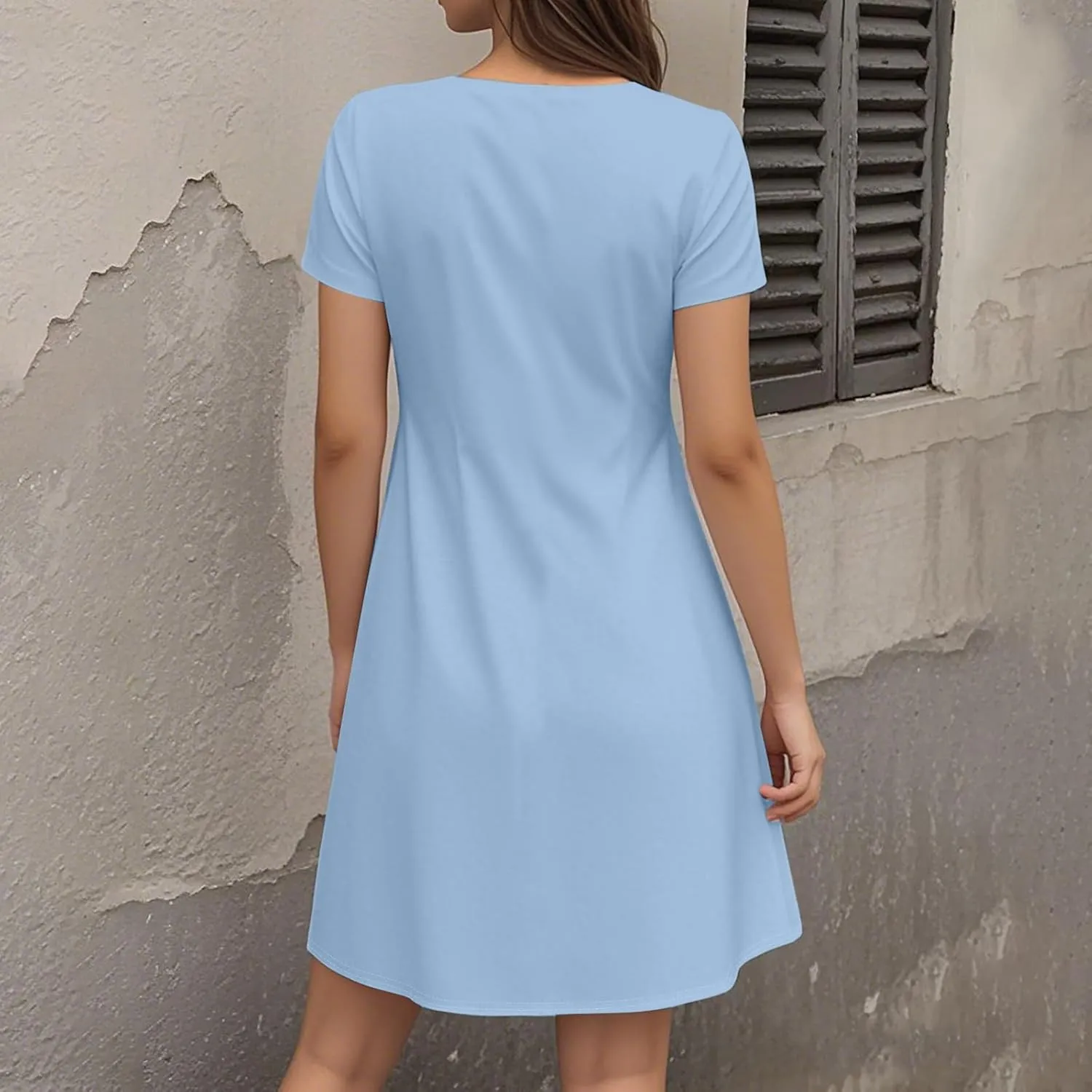 Womens Midi Floral Dresses Summer Trendy Loose Flowy A Line Dress Boho Short Sleeve V Neck Frocks