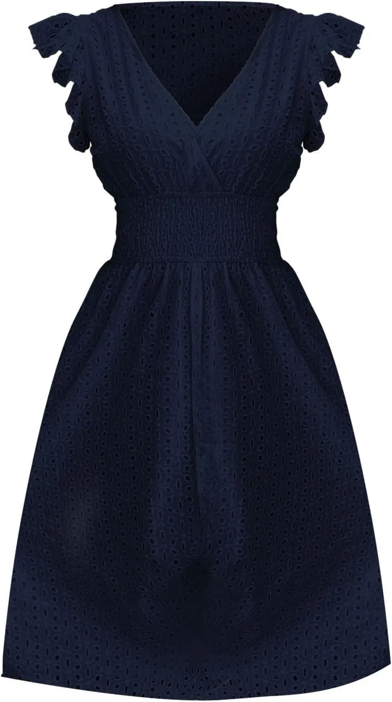 Women's MIDI Lace Cutout Slimming V Neck Plus Size Dress Basics T Shirt Dress