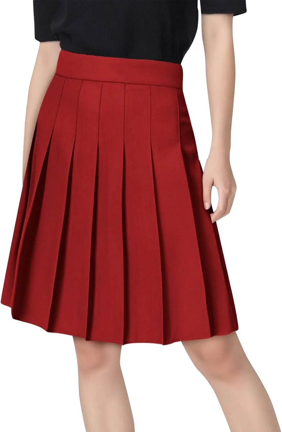 Womens School Uniform Cheerleader Skirts Summer Elastic Waist Athletic Pleated Skorts Plus Size Fashion Loose Skirt