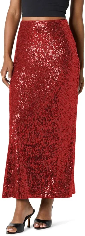 Women's Shiny Sequin High Waisted Maxi Skirts Bodycon Long Skirt Formal Skirts Dance Party Dress Ladies Skirts