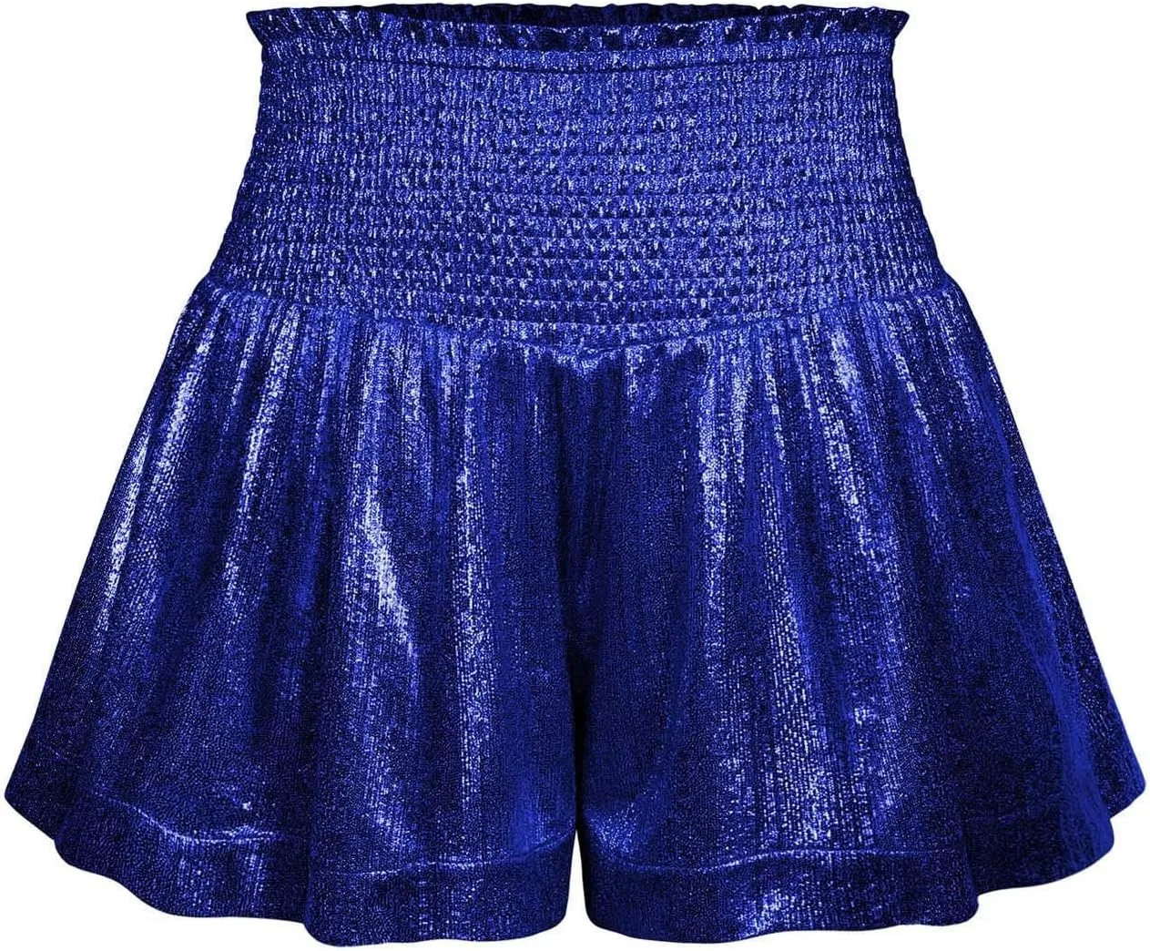 Women's Skirt Casual Loose and Elastic Waist Flash Shorts Metallic Fashion Pleated Waist Short High Skirt for