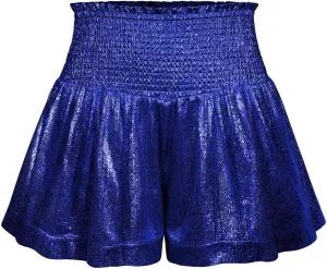 Women's Skirt Casual Loose and Elastic Waist Flash Shorts Metallic Fashion Pleated Waist Short High Skirt for