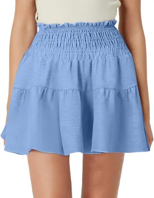 Women's Skirt Flowy A-Line Skirts High Waisted Peplum Mini Dress Summer Casual Y2K Pleated Cute Dress 2025 Fashion