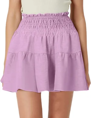 Women's Skirt Flowy A-Line Skirts High Waisted Peplum Mini Dress Summer Casual Y2K Pleated Cute Dress 2025 Fashion
