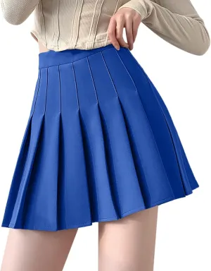 Women's Skirt High Waist Self Belted Skirts Tennis Shorts Sports Preppy Short Skirt Ruffle Solid Spring Dresses