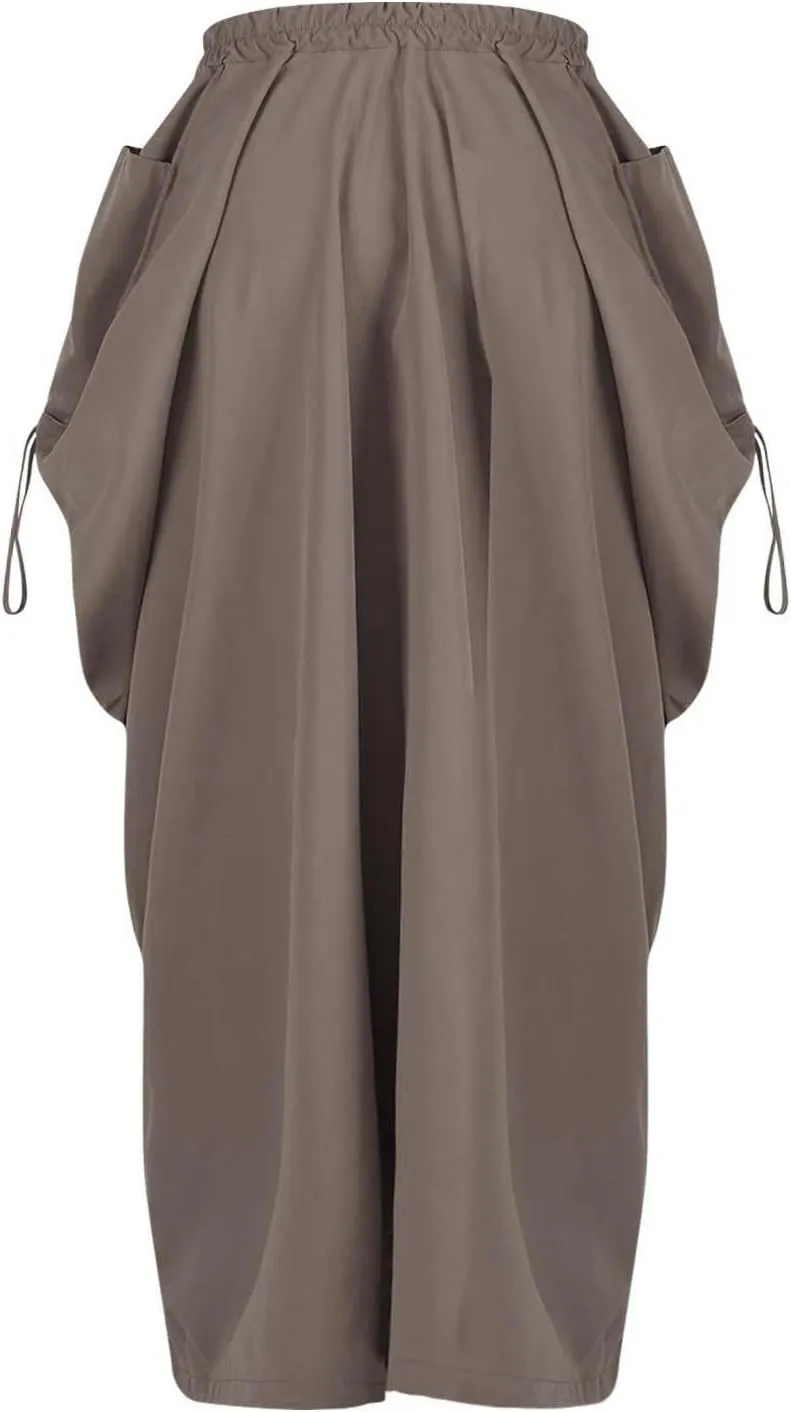 Women's Skirts 2025 Summer Fashion Bohemian Style Loose Pocket Midi Skirt Casual High Waisted Solid Color Skirt