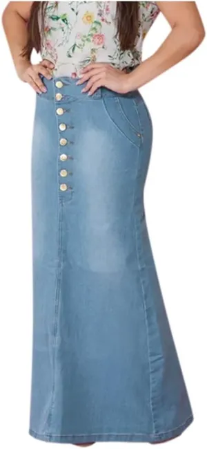 Women's Skirts Midi Skirts for Women Fashion Straight Long Mid Waist Womens Denim Button Maxi Skirts Under Skirt